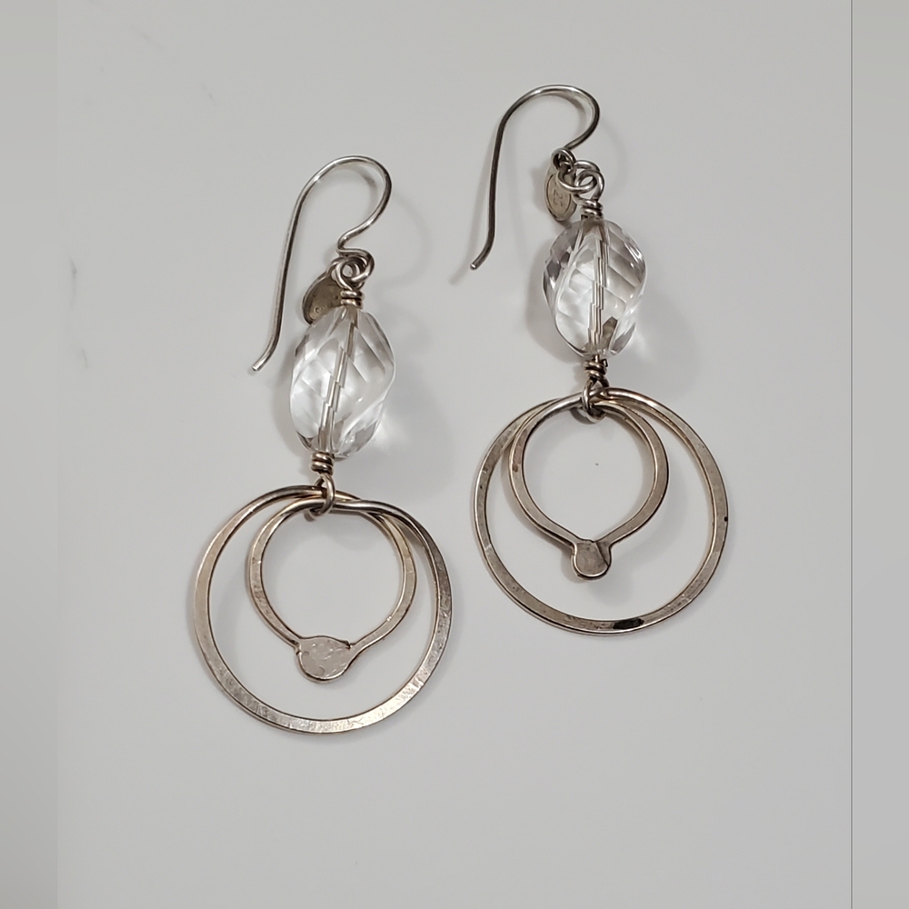 Vtg. Sterling Silver Crystal Quarts Earrings